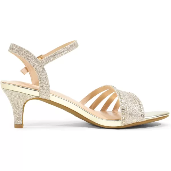 imageDREAM PAIRS Womens Kitten Heels Open Toe Fashion Comfortable Low Heels for Daily Casual Dressy Wedding Party Evening SandalsGoldglitter