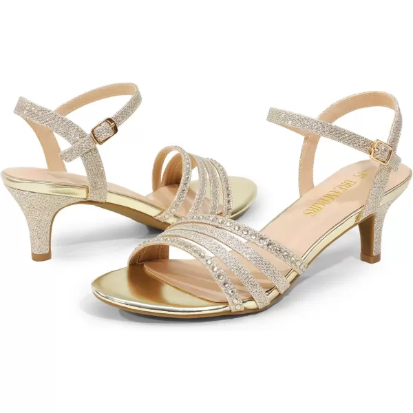 imageDREAM PAIRS Womens Kitten Heels Open Toe Fashion Comfortable Low Heels for Daily Casual Dressy Wedding Party Evening SandalsGoldglitter