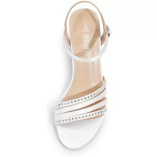 imageDREAM PAIRS Womens Kitten Heels Open Toe Fashion Comfortable Low Heels for Daily Casual Dressy Wedding Party Evening SandalsWhitesatin