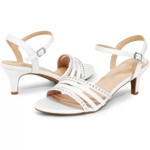 imageDREAM PAIRS Womens Kitten Heels Open Toe Fashion Comfortable Low Heels for Daily Casual Dressy Wedding Party Evening SandalsWhitesatin