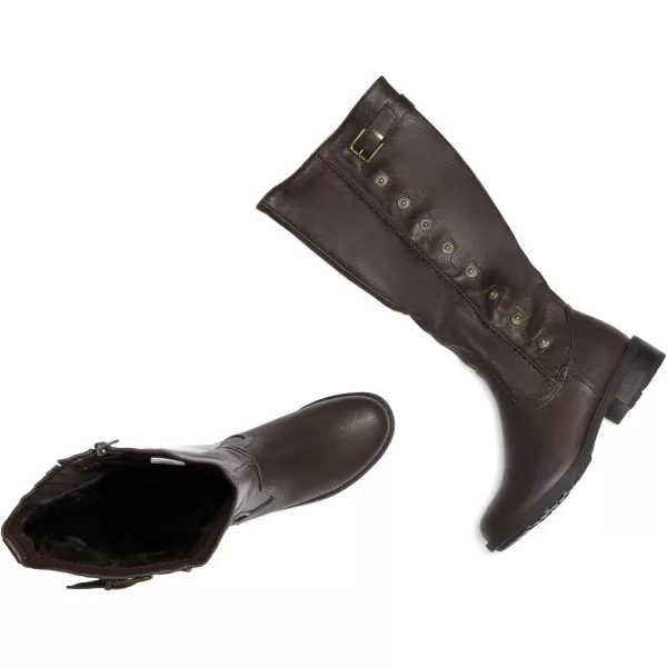 imageDREAM PAIRS Womens Knee High Boots Utah Low Stacked Heel Knee High Riding BootsArmybrown