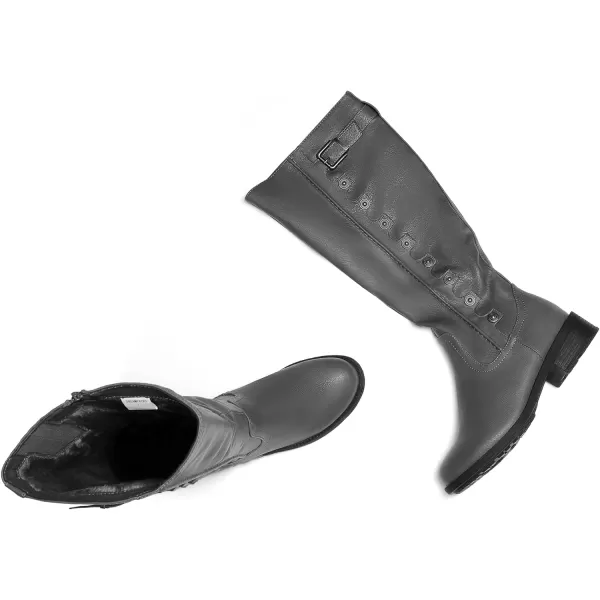 imageDREAM PAIRS Womens Knee High Boots Utah Low Stacked Heel Knee High Riding BootsArmygrey