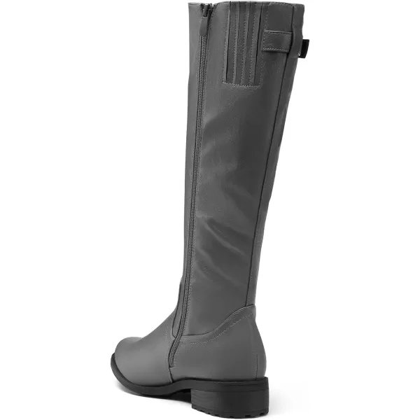 imageDREAM PAIRS Womens Knee High Boots Utah Low Stacked Heel Knee High Riding BootsArmygrey