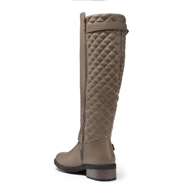 imageDREAM PAIRS Womens Knee High Boots Utah Low Stacked Heel Knee High Riding BootsKhaki