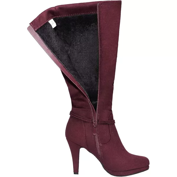 imageDREAM PAIRS Womens Knee High Platform Heel BootsBurgundy