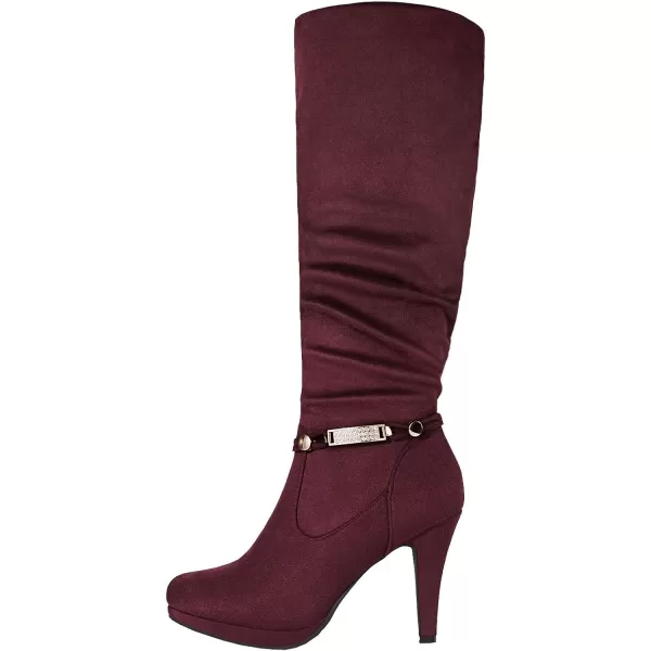 imageDREAM PAIRS Womens Knee High Platform Heel BootsBurgundy