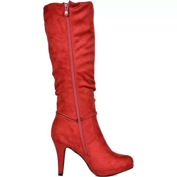 imageDREAM PAIRS Womens Knee High Platform Heel BootsRed