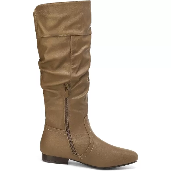 imageDREAM PAIRS Womens Knee High Pull On Fall Weather Winter BootsKhaki