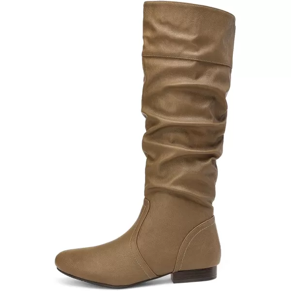 imageDREAM PAIRS Womens Knee High Pull On Fall Weather Winter BootsKhaki