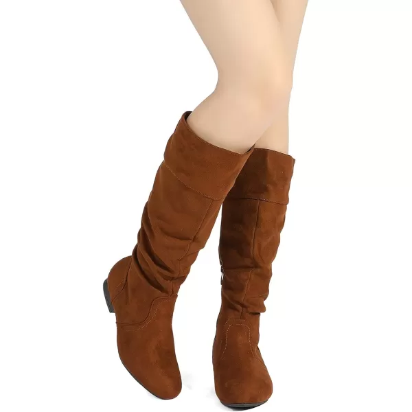 imageDREAM PAIRS Womens Knee High Pull On Fall Weather Winter BootsTan