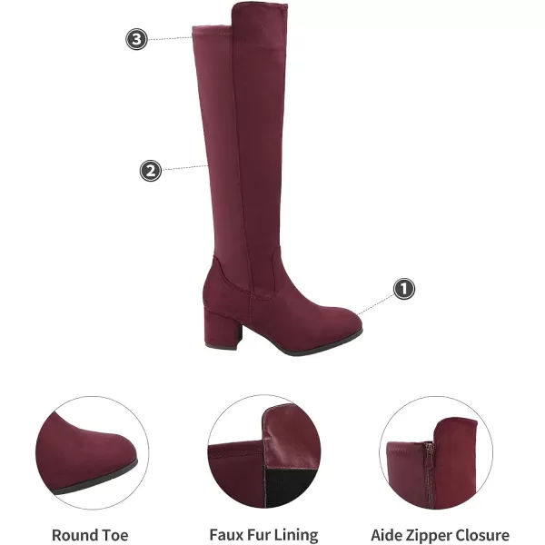 imageDREAM PAIRS Womens Knee High Stretchy Fashion BootsBurgundy