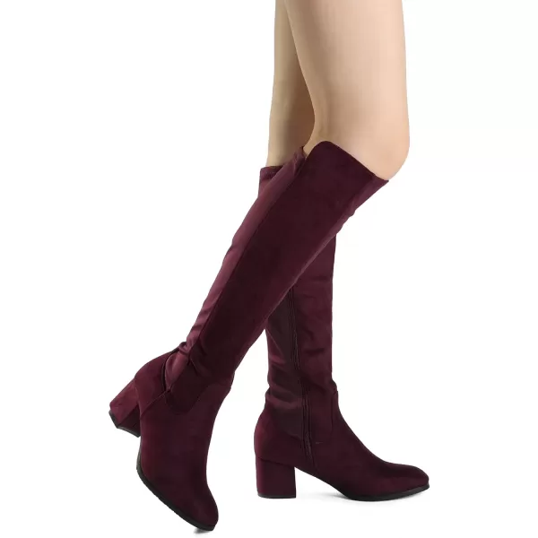 imageDREAM PAIRS Womens Knee High Stretchy Fashion BootsBurgundy