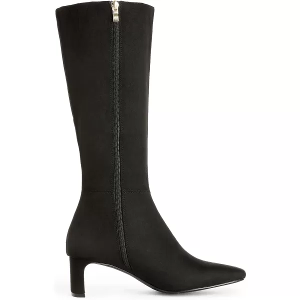 imageDREAM PAIRS Womens Knee High Suede Chunky Heel Side Zipper Fashion BootsBlack