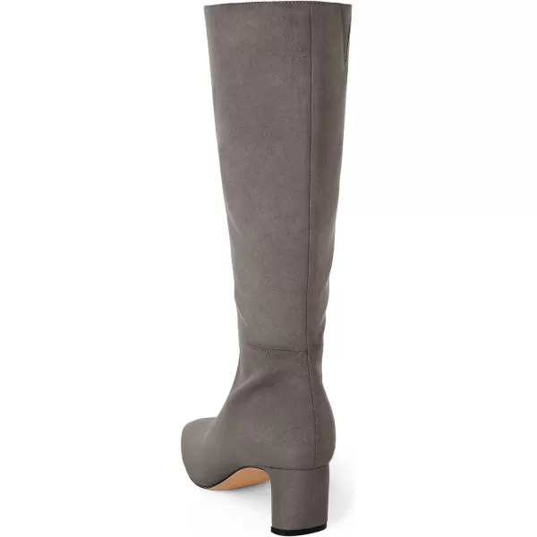 imageDREAM PAIRS Womens Knee High Suede Chunky Heel Side Zipper Fashion BootsDarkGrey
