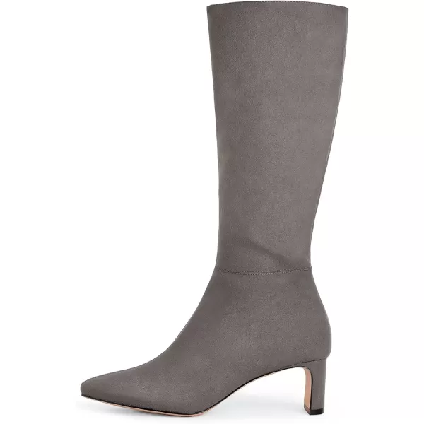 imageDREAM PAIRS Womens Knee High Suede Chunky Heel Side Zipper Fashion BootsDarkGrey