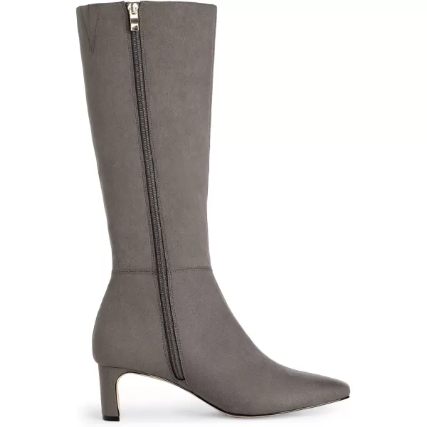 imageDREAM PAIRS Womens Knee High Suede Chunky Heel Side Zipper Fashion BootsDarkGrey