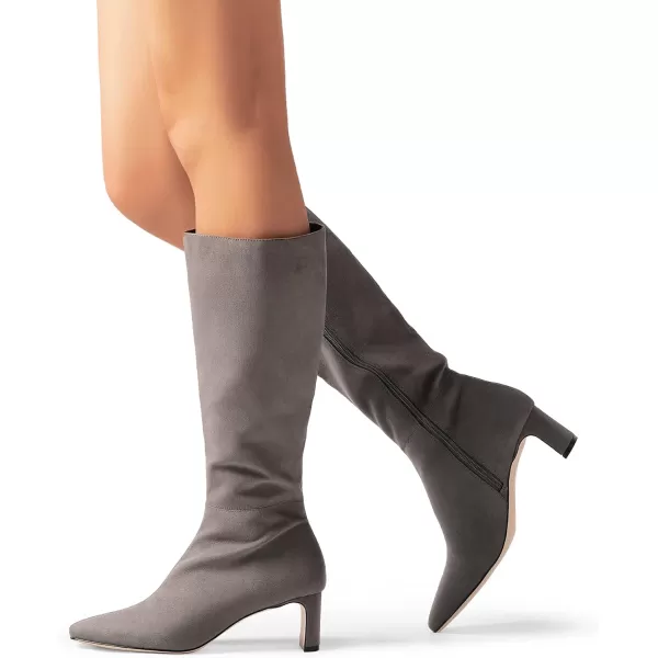 imageDREAM PAIRS Womens Knee High Suede Chunky Heel Side Zipper Fashion BootsDarkGrey