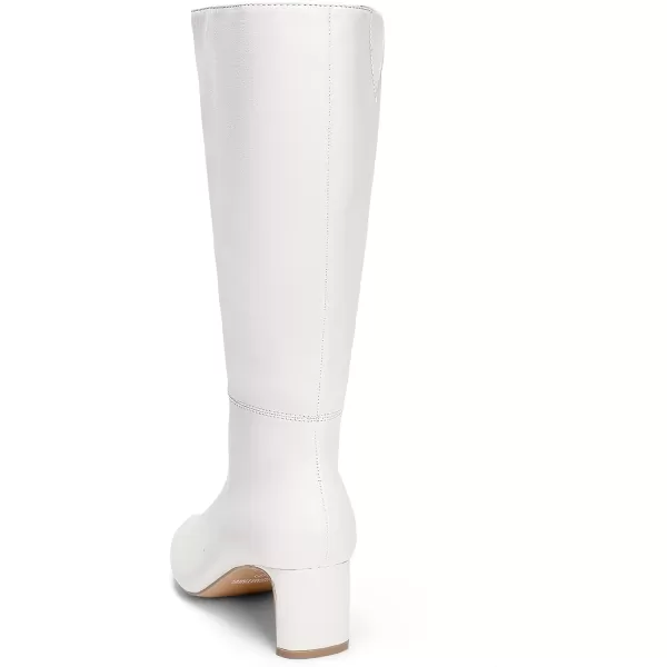 imageDREAM PAIRS Womens Knee High Suede Chunky Heel Side Zipper Fashion BootsWhitePu