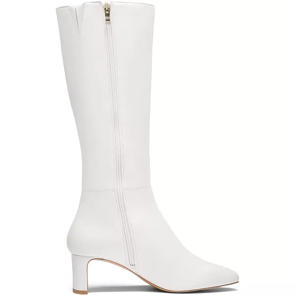 imageDREAM PAIRS Womens Knee High Suede Chunky Heel Side Zipper Fashion BootsWhitePu