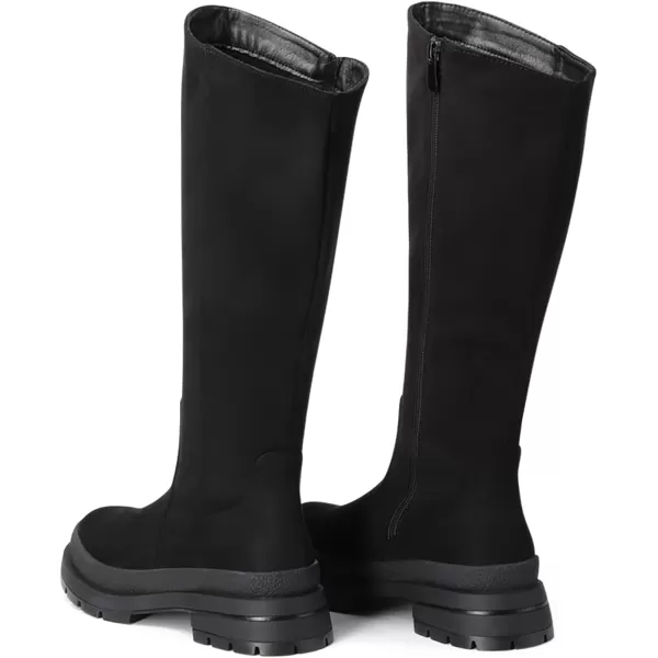 imageDREAM PAIRS Womens KneeHigh Boots Comfortable Chunky Platform Side Zip Lug Sole Boots For WomenBlackSuede