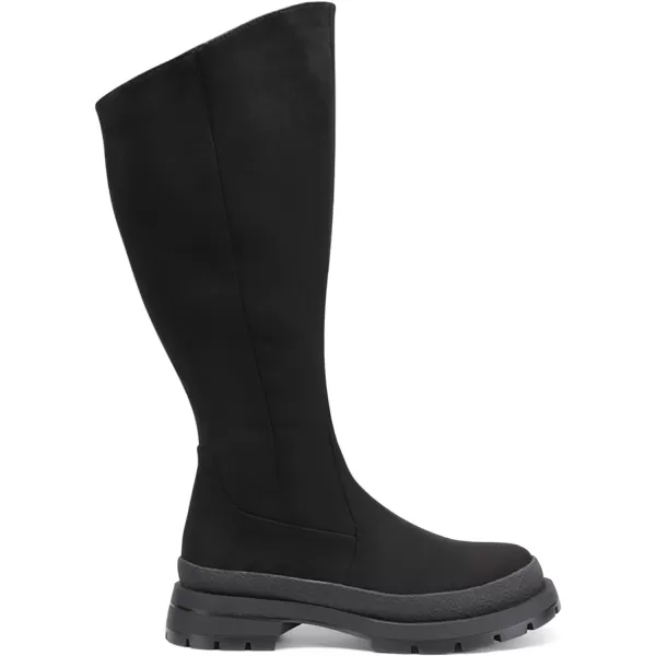 imageDREAM PAIRS Womens KneeHigh Boots Comfortable Chunky Platform Side Zip Lug Sole Boots For WomenBlackSuede