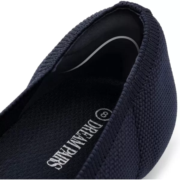 imageDREAM PAIRS Womens Knit Pointed Toe Dress Flats Comfort Slip On Foldable Ballet Flat Shoes Soft with BowknotNavy