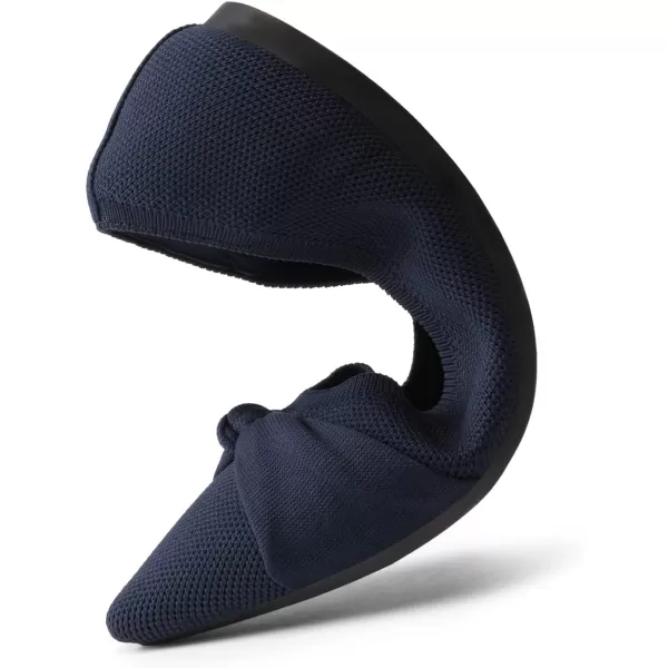 imageDREAM PAIRS Womens Knit Pointed Toe Dress Flats Comfort Slip On Foldable Ballet Flat Shoes Soft with BowknotNavy