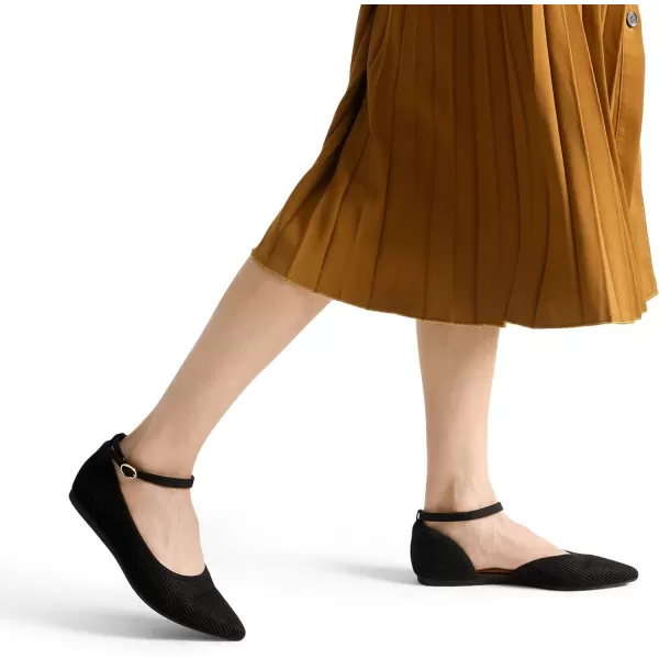 imageDREAM PAIRS Womens Lightweight Breathable Casual Pointed Plain Comfort Soft Walking Ankle Strap Flats ShoesBlack