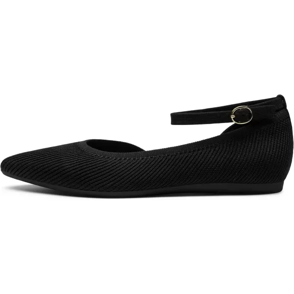 imageDREAM PAIRS Womens Lightweight Breathable Casual Pointed Plain Comfort Soft Walking Ankle Strap Flats ShoesBlack
