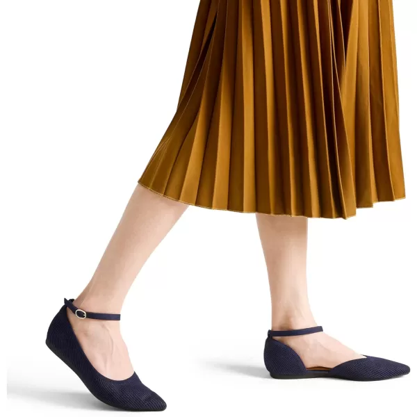 imageDREAM PAIRS Womens Lightweight Breathable Casual Pointed Plain Comfort Soft Walking Ankle Strap Flats ShoesNavy