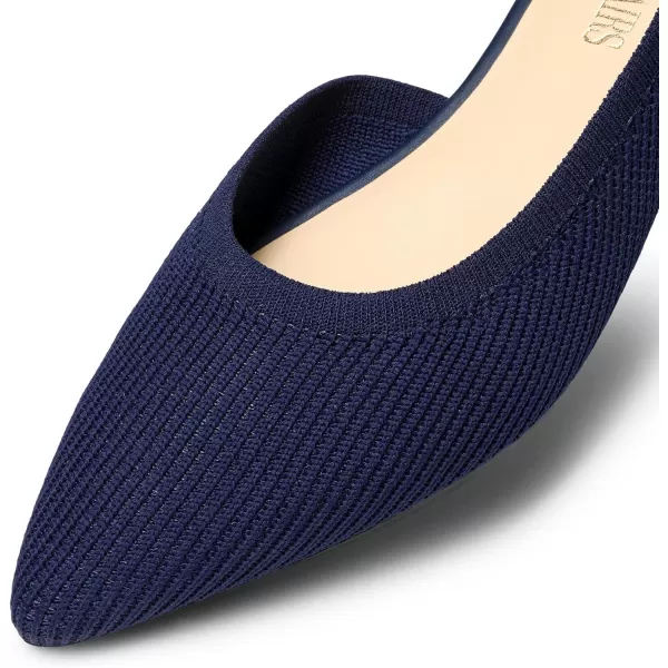 imageDREAM PAIRS Womens Lightweight Breathable Casual Pointed Plain Comfort Soft Walking Ankle Strap Flats ShoesNavy