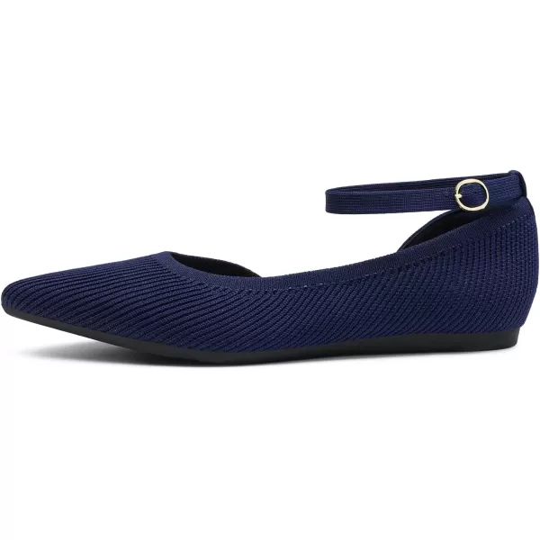 imageDREAM PAIRS Womens Lightweight Breathable Casual Pointed Plain Comfort Soft Walking Ankle Strap Flats ShoesNavy