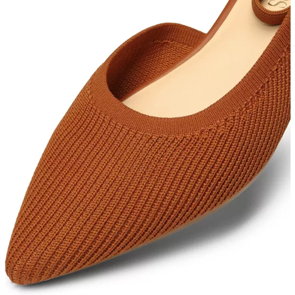 imageDREAM PAIRS Womens Lightweight Breathable Casual Pointed Plain Comfort Soft Walking Ankle Strap Flats ShoesTan