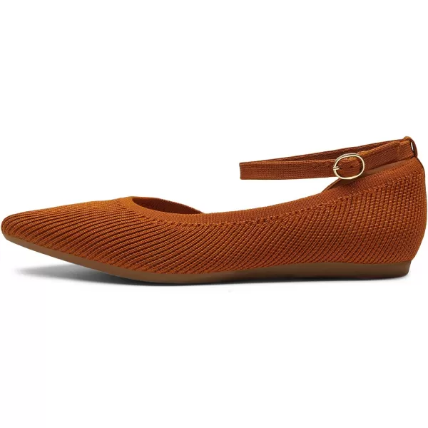 imageDREAM PAIRS Womens Lightweight Breathable Casual Pointed Plain Comfort Soft Walking Ankle Strap Flats ShoesTan