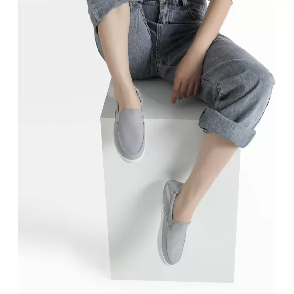 imageDREAM PAIRS Womens Loafers Comfortable Slip on Shoes Lightweight Casual Flats Breathable Canvas Walking Driving Shoes SneakersGrey