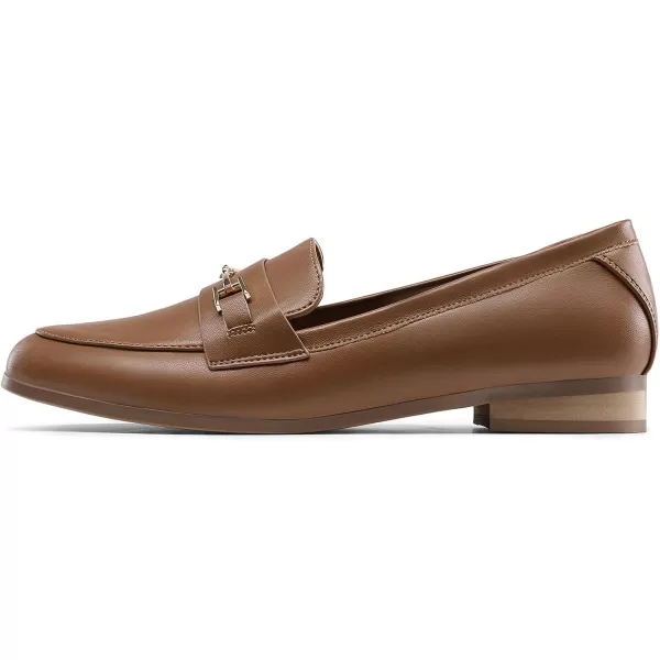 imageDREAM PAIRS Womens Loafers Leather Penny Loafers Fashion Comfortable Flats ShoesBrownpu