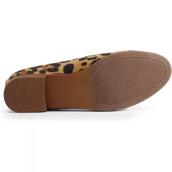 imageDREAM PAIRS Womens Loafers Leather Penny Loafers Fashion Comfortable Flats ShoesLeopardsuede