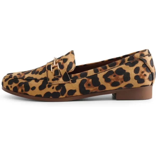 imageDREAM PAIRS Womens Loafers Leather Penny Loafers Fashion Comfortable Flats ShoesLeopardsuede