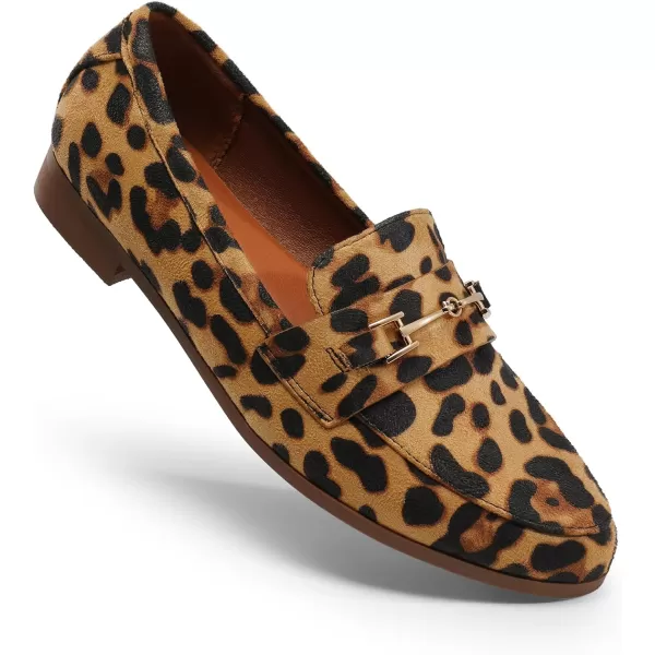 imageDREAM PAIRS Womens Loafers Leather Penny Loafers Fashion Comfortable Flats ShoesLeopardsuede