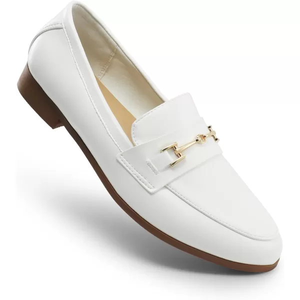 imageDREAM PAIRS Womens Loafers Leather Penny Loafers Fashion Comfortable Flats ShoesWhitepu