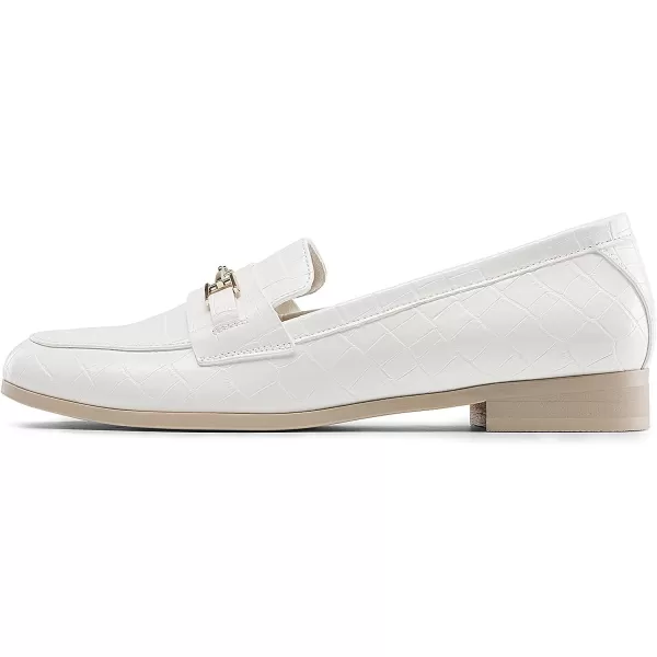 imageDREAM PAIRS Womens Loafers Leather Penny Loafers Fashion Comfortable Flats ShoesWhitestone