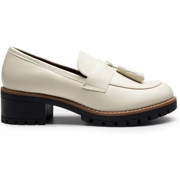 imageDREAM PAIRS Womens Loafers Slip On Platform Chunky Penny Heeled Loafers for Women Dressy and Work Business Casual Shoes for WomenBeigepu