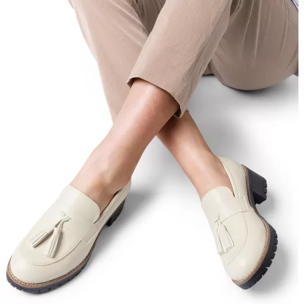 imageDREAM PAIRS Womens Loafers Slip On Platform Chunky Penny Heeled Loafers for Women Dressy and Work Business Casual Shoes for WomenBeigepu