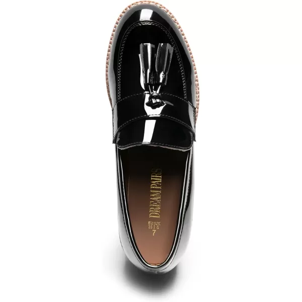 imageDREAM PAIRS Womens Loafers Slip On Platform Chunky Penny Heeled Loafers for Women Dressy and Work Business Casual Shoes for WomenBlackpat