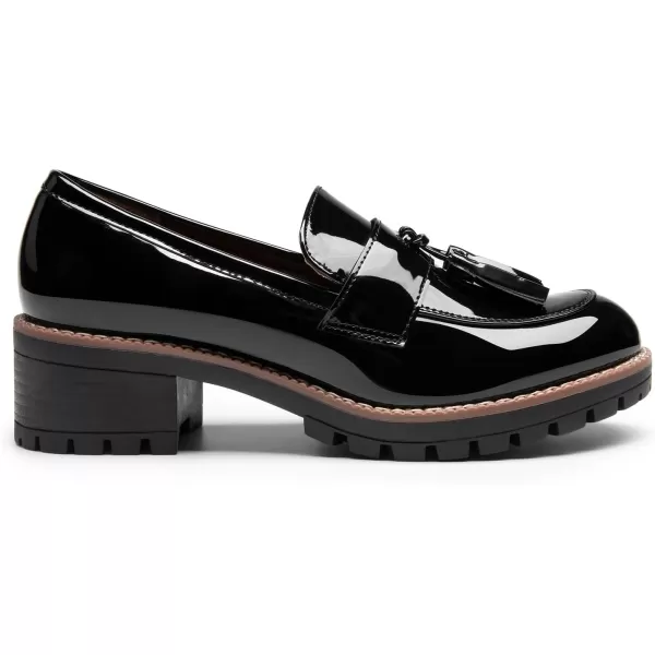 imageDREAM PAIRS Womens Loafers Slip On Platform Chunky Penny Heeled Loafers for Women Dressy and Work Business Casual Shoes for WomenBlackpat