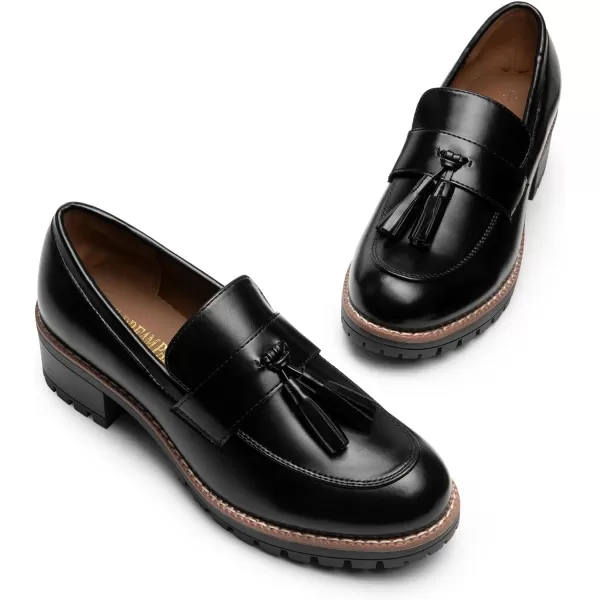 imageDREAM PAIRS Womens Loafers Slip On Platform Chunky Penny Heeled Loafers for Women Dressy and Work Business Casual Shoes for WomenBlackpu