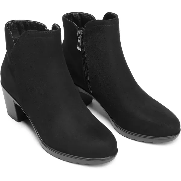 imageDREAM PAIRS Womens Low Chunky Block Heel Ankle Booties Fashion Almond Toe Fall Heeled Short Boots ShoesBlacksuede04