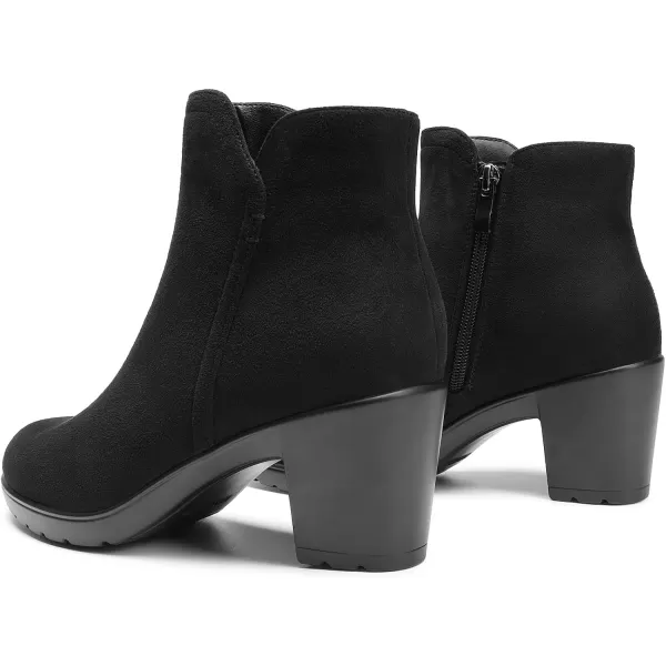 imageDREAM PAIRS Womens Low Chunky Block Heel Ankle Booties Fashion Almond Toe Fall Heeled Short Boots ShoesBlacksuede04