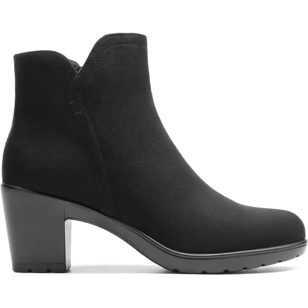 imageDREAM PAIRS Womens Low Chunky Block Heel Ankle Booties Fashion Almond Toe Fall Heeled Short Boots ShoesBlacksuede04