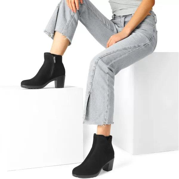 imageDREAM PAIRS Womens Low Chunky Block Heel Ankle Booties Fashion Almond Toe Fall Heeled Short Boots ShoesBlacksuede04